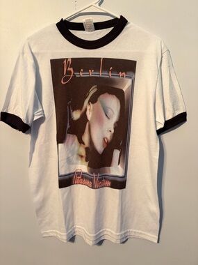 Berlin Pleasure Victim Ringer Graphic T-Shirt Medium New RARE 80s Terri Nunn